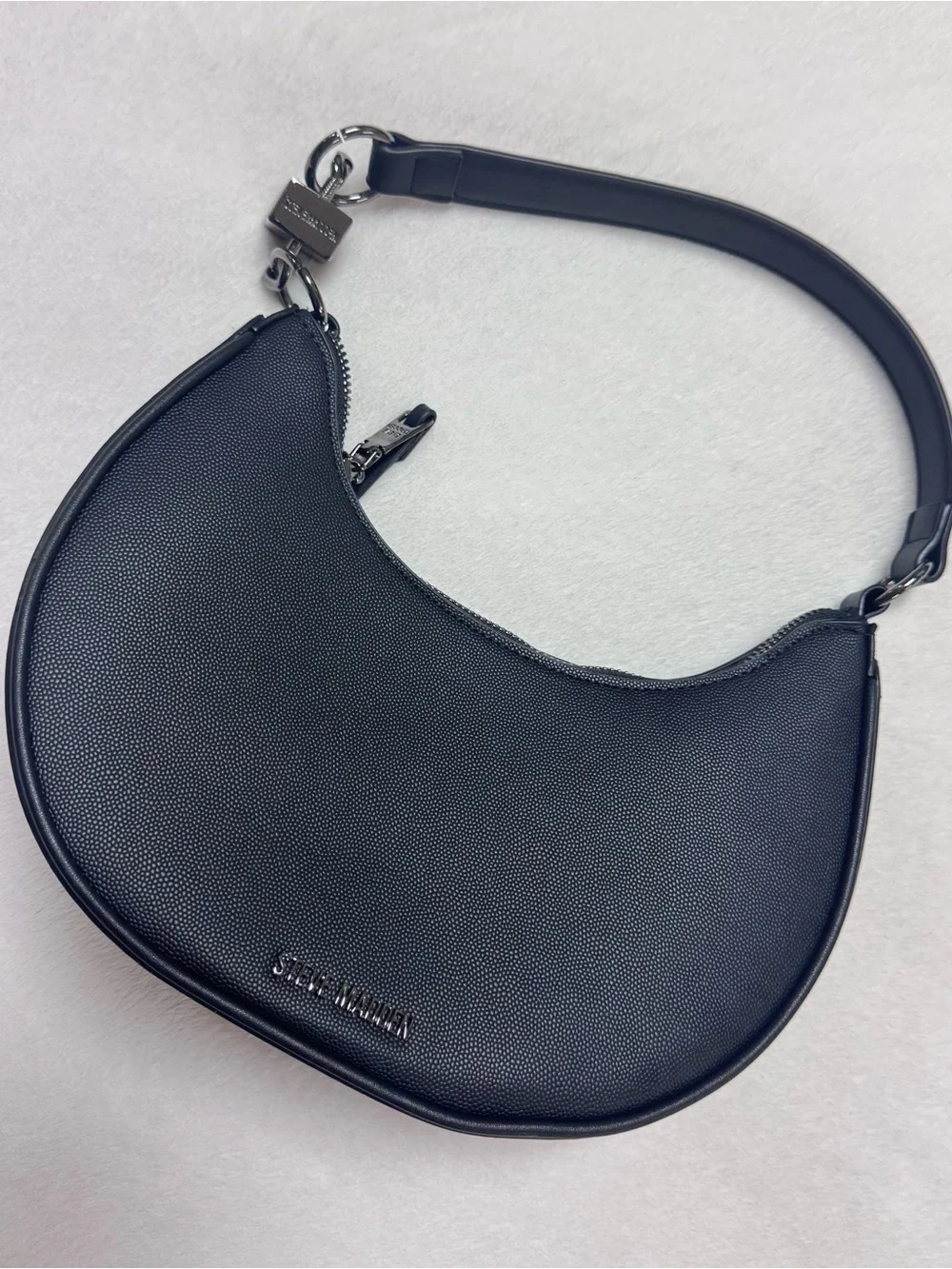 Steve Madden Black Pebbled Crescent Shoulder Bag